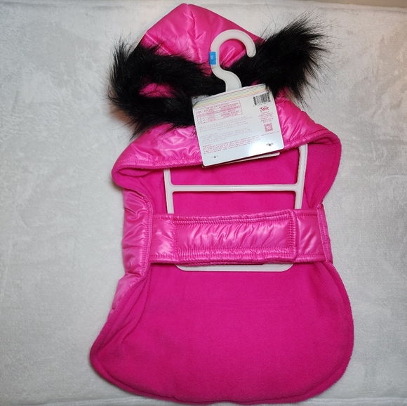Justice Pet Puffer Jacket Pink with Hood Reversible Dog Coat Size Small NWT - Picture 3 of 10